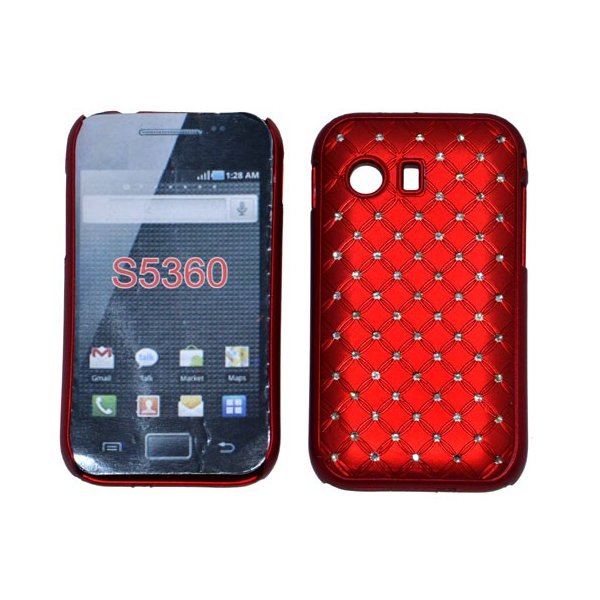 CUSTODIA RIGIDA GOMMATA CON BRILLANTINI per SAMSUNG S5360 GALAXY Y, S5369 GALAXY Y COLORE ROSSO