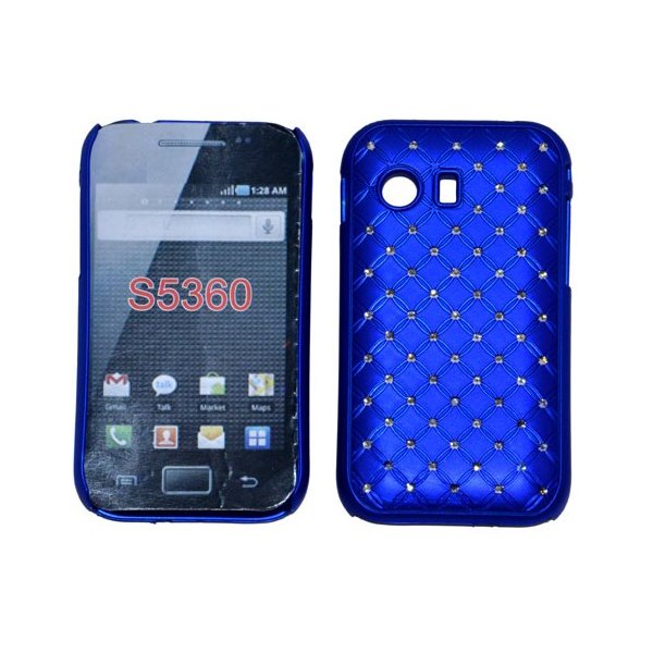 CUSTODIA RIGIDA GOMMATA CON BRILLANTINI per SAMSUNG S5360 GALAXY Y, S5369 GALAXY Y COLORE BLU