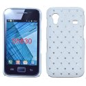 CUSTODIA RIGIDA GOMMATA CON BRILLANTINI per SAMSUNG S5830 Galaxy Ace COLORE BIANCO