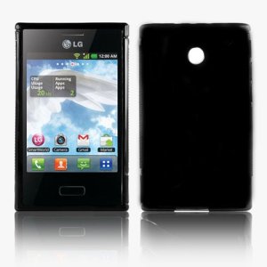 CUSTODIA GEL TPU SILICONE LUCIDA per LG E400 OPTIMUS L3 COLORE NERO