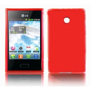 CUSTODIA GEL TPU SILICONE LUCIDA per LG E400 OPTIMUS L3 COLORE ROSSO