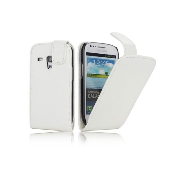 CUSTODIA VERTICALE FLIP PELLE SAMSUNG i8190 Galaxy S3 Mini, I8200 Galaxy S3 Mini VE COLORE BIANCO