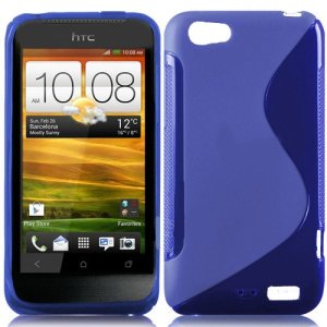 CUSTODIA GEL TPU SILICONE DOUBLE per HTC ONE V COLORE BLU