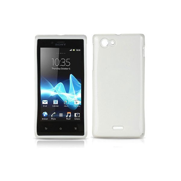 CUSTODIA GEL TPU SILICONE LUCIDA per SONY XPERIA J ST26i COLORE BIANCO