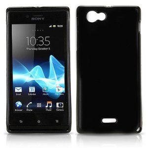 CUSTODIA GEL TPU SILICONE LUCIDA per SONY XPERIA J ST26i COLORE NERO