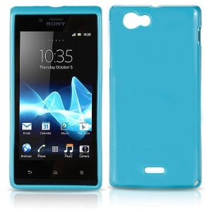 CUSTODIA GEL TPU SILICONE LUCIDA per SONY XPERIA J ST26i COLORE BLU