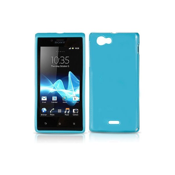 CUSTODIA GEL TPU SILICONE LUCIDA per SONY XPERIA J ST26i COLORE BLU