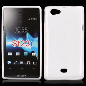 CUSTODIA GEL TPU SILICONE LUCIDA per SONY XPERIA MIRO ST23i COLORE BIANCO