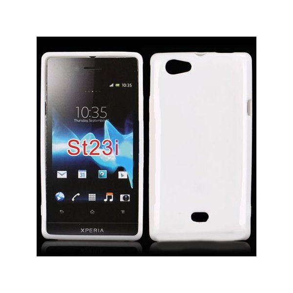 CUSTODIA GEL TPU SILICONE LUCIDA per SONY XPERIA MIRO ST23i COLORE BIANCO