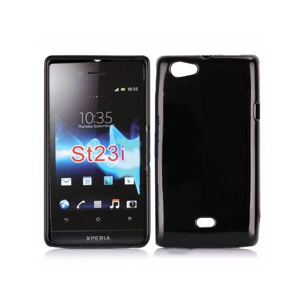 CUSTODIA GEL TPU SILICONE LUCIDA per SONY XPERIA MIRO ST23i COLORE NERO