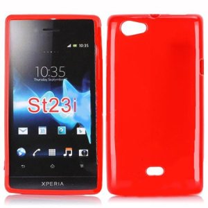 CUSTODIA GEL TPU SILICONE LUCIDA per SONY XPERIA MIRO ST23i COLORE ROSSO