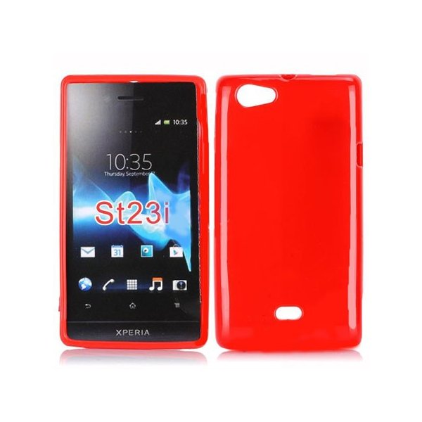 CUSTODIA GEL TPU SILICONE LUCIDA per SONY XPERIA MIRO ST23i COLORE ROSSO