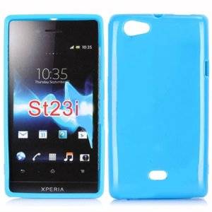 CUSTODIA GEL TPU SILICONE LUCIDA per SONY XPERIA MIRO ST23i COLORE BLU