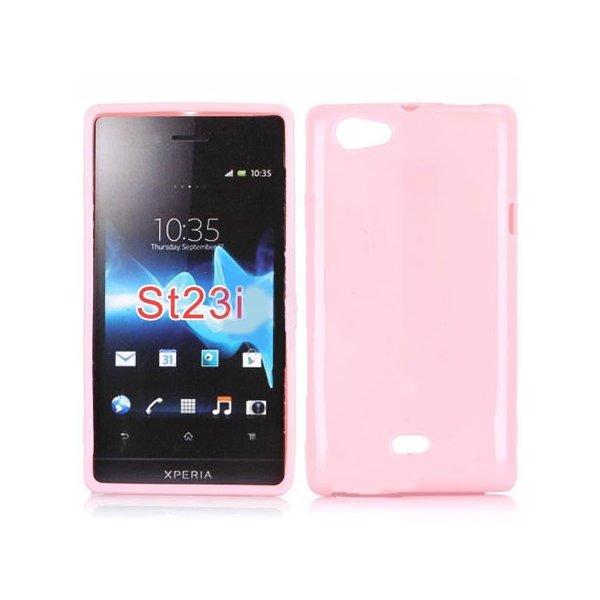 CUSTODIA GEL TPU SILICONE LUCIDA per SONY XPERIA MIRO ST23i COLORE ROSA