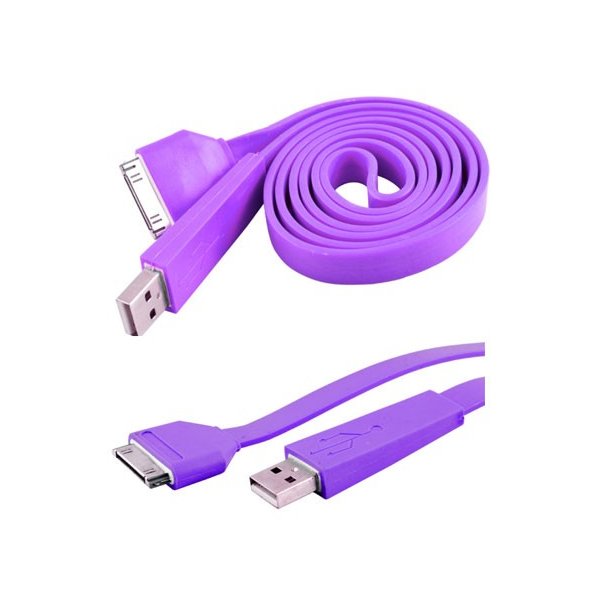 CAVO USB 30 PIN PIATTO PER DISPOSITIVI APPLE - CARICA E SINCRONIZZAZIONE COLORE VIOLA