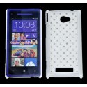 CUSTODIA RIGIDA GOMMATA CON BRILLANTINI per HTC WINDOWS PHONE 8X C620E COLORE BIANCO