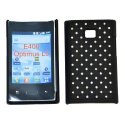 CUSTODIA RIGIDA GOMMATA CON BRILLANTINI per LG E400 Optimus L3 COLORE NERO