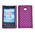 CUSTODIA RIGIDA GOMMATA CON BRILLANTINI per LG E400 Optimus L3 COLORE VIOLA