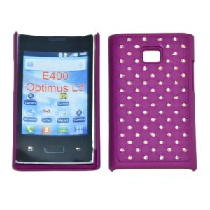 CUSTODIA RIGIDA GOMMATA CON BRILLANTINI per LG E400 Optimus L3 COLORE VIOLA