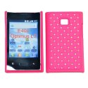 CUSTODIA RIGIDA GOMMATA CON BRILLANTINI per LG E400 Optimus L3 COLORE ROSA