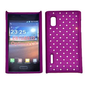 CUSTODIA RIGIDA GOMMATA CON BRILLANTINI per LG E610 Optimus L5 E612 COLORE VIOLA