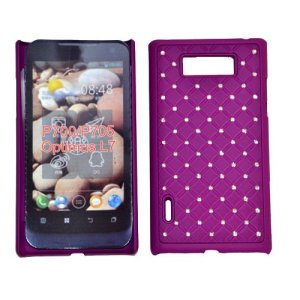 CUSTODIA RIGIDA GOMMATA CON BRILLANTINI per LG P700 Optimus L7, P705 COLORE VIOLA