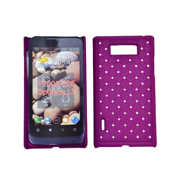 CUSTODIA RIGIDA GOMMATA CON BRILLANTINI per LG P700 Optimus L7, P705 COLORE VIOLA