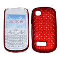 CUSTODIA RIGIDA GOMMATA CON BRILLANTINI per NOKIA ASHA 200, ASHA 201 COLORE ROSSO