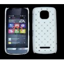 CUSTODIA RIGIDA GOMMATA CON BRILLANTINI per NOKIA ASHA 311 COLORE BIANCO