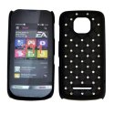 CUSTODIA RIGIDA GOMMATA CON BRILLANTINI per NOKIA ASHA 311 COLORE NERO