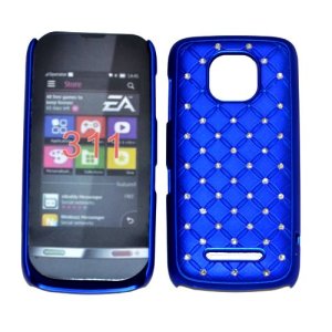 CUSTODIA RIGIDA GOMMATA CON BRILLANTINI per NOKIA ASHA 311 COLORE BLU