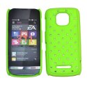 CUSTODIA RIGIDA GOMMATA CON BRILLANTINI per NOKIA ASHA 311 COLORE VERDE