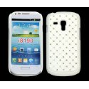 CUSTODIA RIGIDA GOMMATA CON BRILLANTINI per SAMSUNG I8190 Galaxy S3 Mini, I8200 Galaxy S3 Mini VE COLORE BIANCO