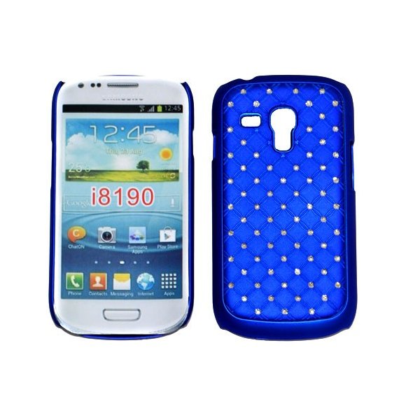 CUSTODIA RIGIDA GOMMATA CON BRILLANTINI per SAMSUNG I8190 Galaxy S3 Mini, I8200 Galaxy S3 Mini VE COLORE BLU