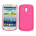 CUSTODIA RIGIDA GOMMATA CON BRILLANTINI per SAMSUNG I8190 Galaxy S3 Mini, I8200 Galaxy S3 Mini VE COLORE ROSA