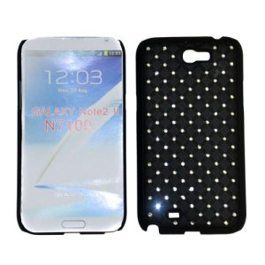 CUSTODIA RIGIDA GOMMATA CON BRILLANTINI per SAMSUNG NOTE2 N7100, N7105 COLORE NERO