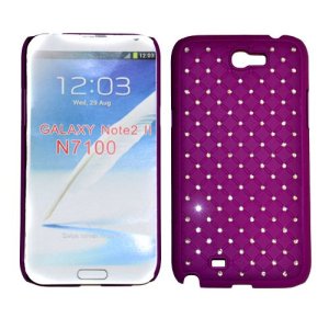 CUSTODIA RIGIDA GOMMATA CON BRILLANTINI per SAMSUNG NOTE2 N7100, N7105 COLORE VIOLA