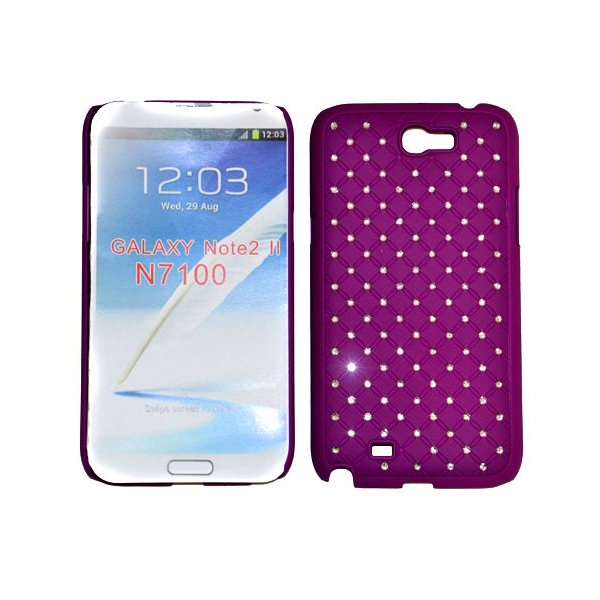 CUSTODIA RIGIDA GOMMATA CON BRILLANTINI per SAMSUNG NOTE2 N7100, N7105 COLORE VIOLA