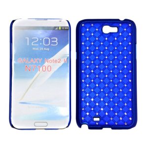 CUSTODIA RIGIDA GOMMATA CON BRILLANTINI per SAMSUNG NOTE2 N7100, N7105 COLORE BLU