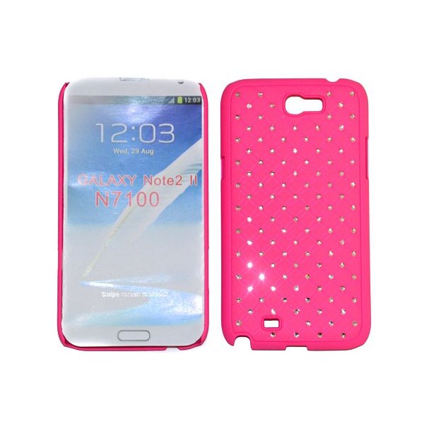 CUSTODIA RIGIDA GOMMATA CON BRILLANTINI per SAMSUNG NOTE2 N7100, N7105 COLORE ROSA