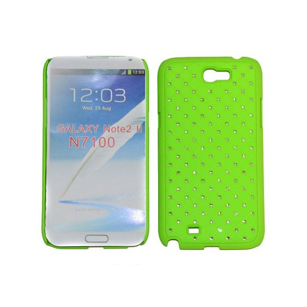 CUSTODIA RIGIDA GOMMATA CON BRILLANTINI per SAMSUNG NOTE2 N7100, N7105 COLORE VERDE