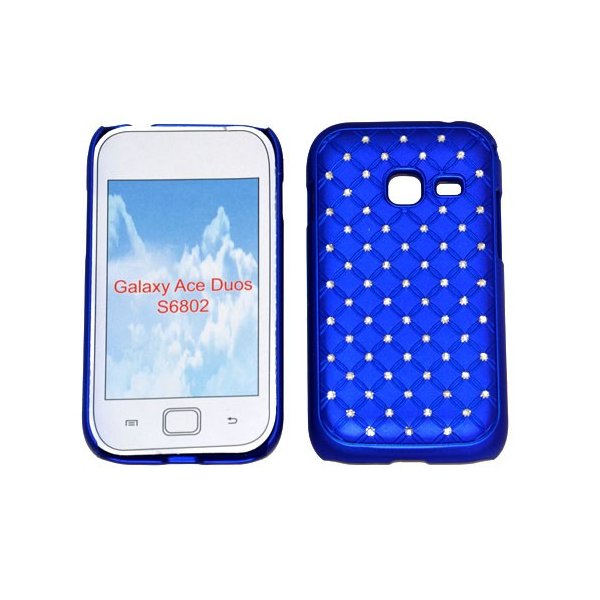 CUSTODIA RIGIDA GOMMATA CON BRILLANTINI per SAMSUNG S6802 Galaxy Ace Duos COLORE BLU