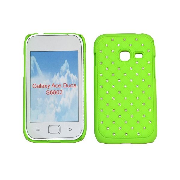 CUSTODIA RIGIDA GOMMATA CON BRILLANTINI per SAMSUNG S6802 Galaxy Ace Duos COLORE VERDE