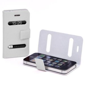 CUSTODIA BOOK ORIZZONTALE SOTTILE per APPLE IPHONE 4, 4s COLORE BIANCO