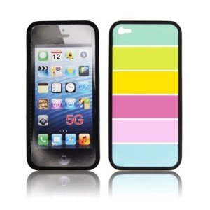 CUSTODIA per APPLE IPHONE SE, IPHONE 5S, IPHONE 5 - BACK RIGIDA FANTASIA ARCOBALENO CON CORNICE COLORE NERO