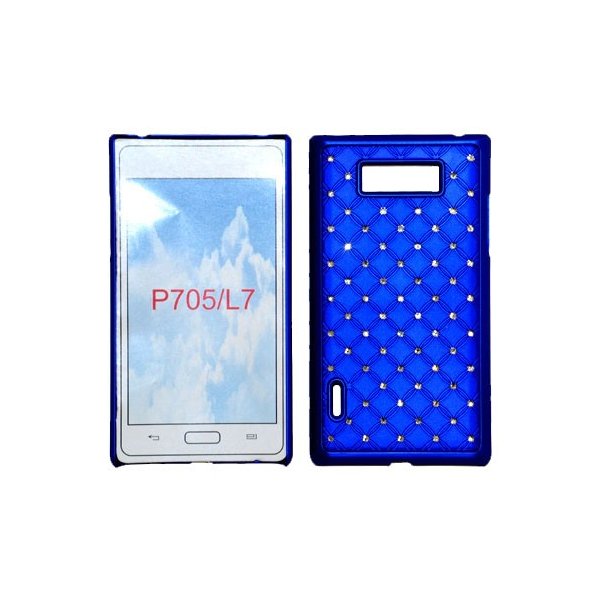 CUSTODIA RIGIDA GOMMATA CON BRILLANTINI per LG P700 Optimus L7, P705 COLORE BLU