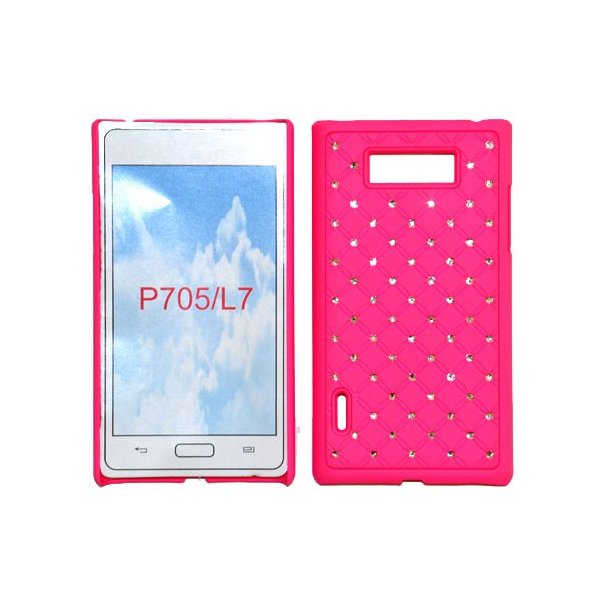 CUSTODIA RIGIDA GOMMATA CON BRILLANTINI per LG P700 Optimus L7, P705 COLORE ROSA