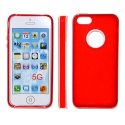 CUSTODIA GEL TPU SILICONE per APPLE IPHONE 5, 5S COLORE ROSSO CON CORNICE BIANCO-ROSSO-BIANCO