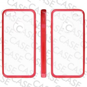 CUSTODIA per APPLE IPHONE SE, IPHONE 5S, IPHONE 5 - BACK RIGIDA TRASPARENTE CON CORNICE COLORE ROSSO