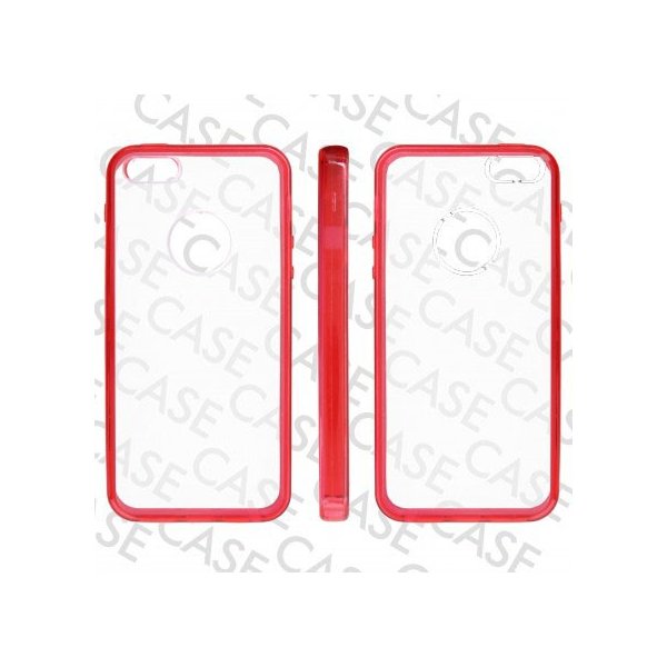 CUSTODIA per APPLE IPHONE SE, IPHONE 5S, IPHONE 5 - BACK RIGIDA TRASPARENTE CON CORNICE COLORE ROSSO